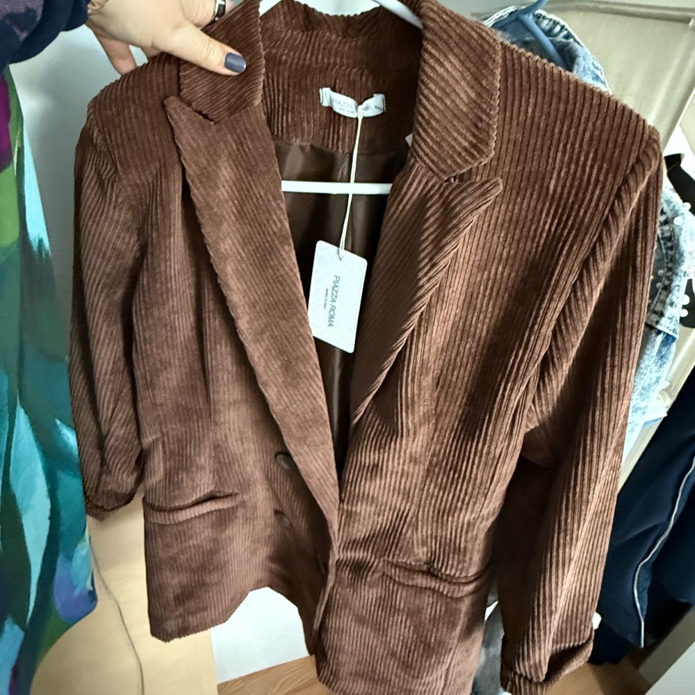 Piazza Roma Brown Corduroy Women's Blazer - Picture 6 of 6